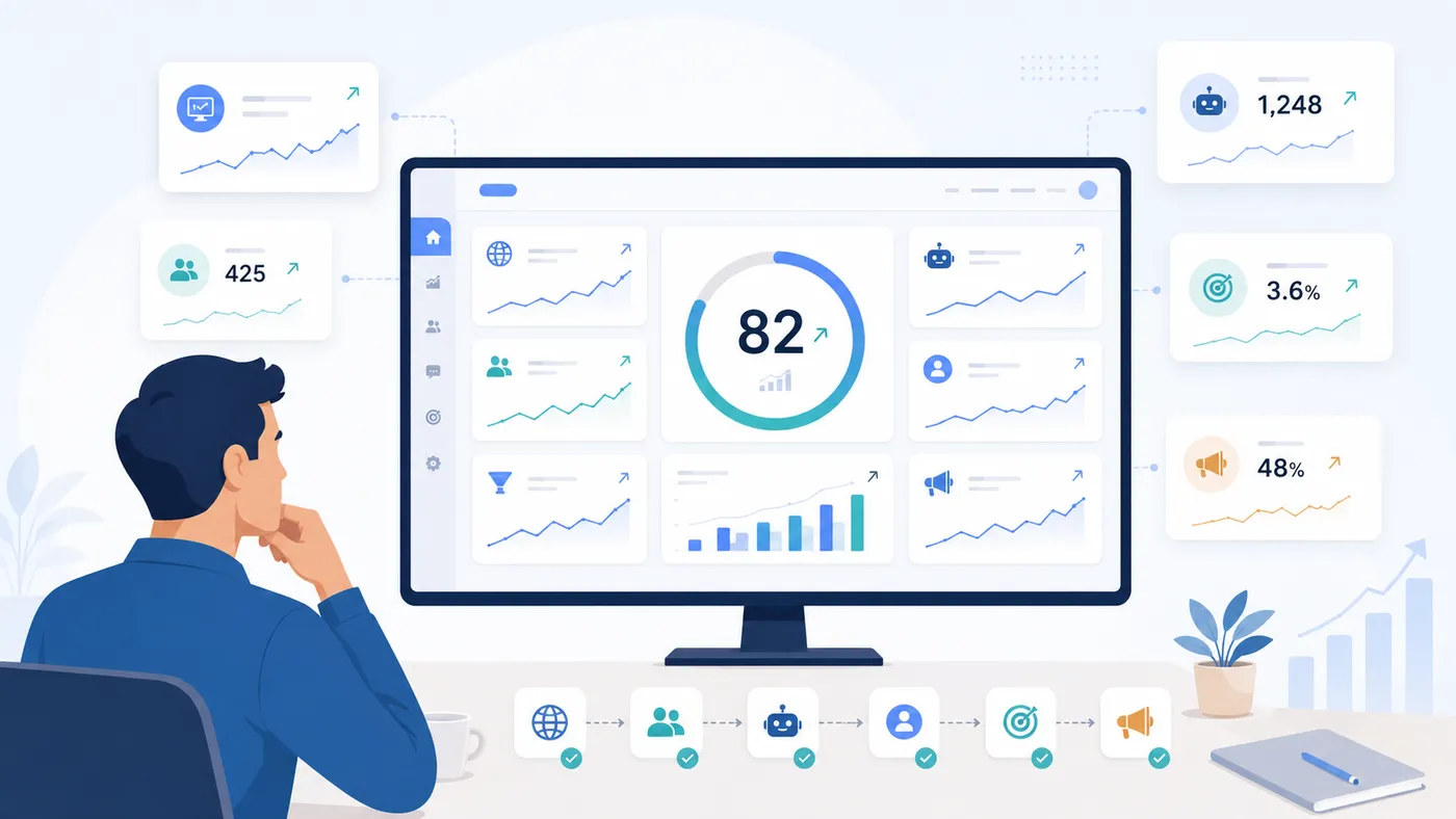Иллюстрация Digital Growth Score: оценка сайта, заявок, CRM и маркетинга.